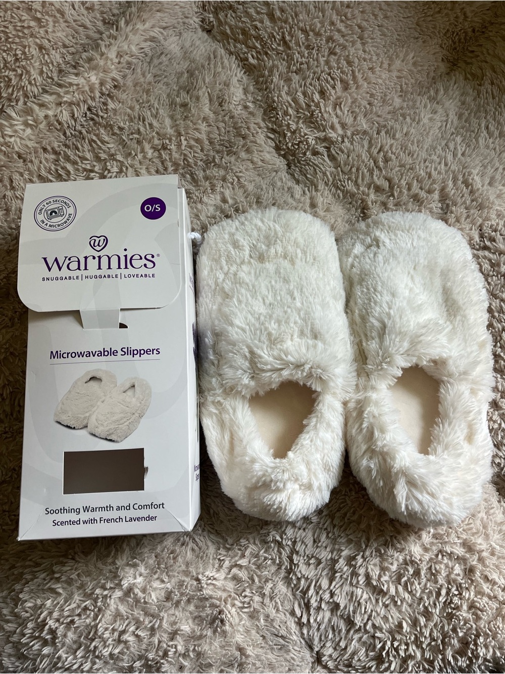 Warmies Plush Microwavable Slippers - Cream